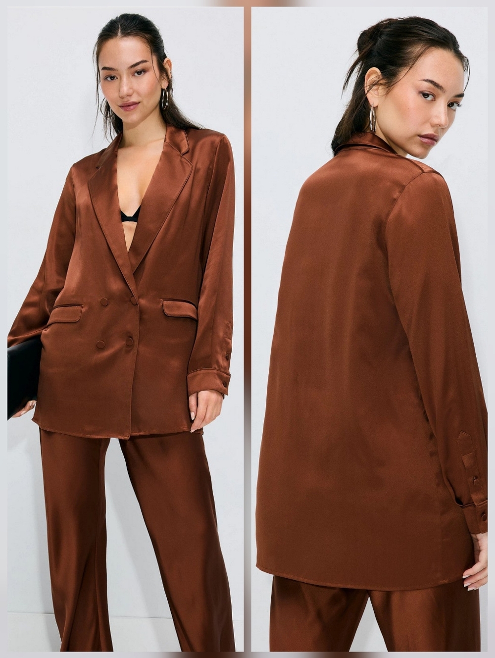 Silk Laundry Relaxed Double Button Blazer Jackets Long Sleeve Button Size S